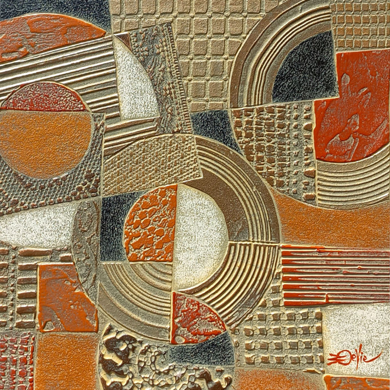  24x24cm. Laiton et marron